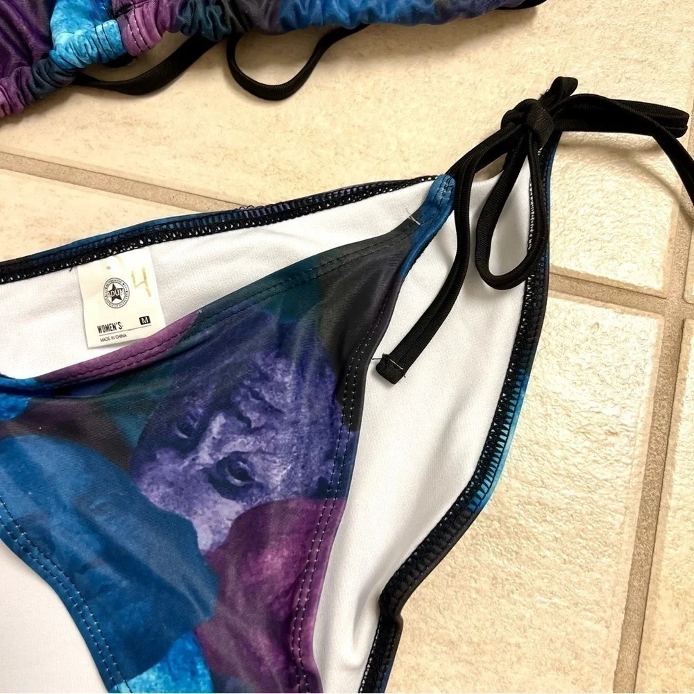 Adüh UPF 50 Benjamin Franklin 2-Piece Bikini Set Blue/Purple/Pink Size M lace up
